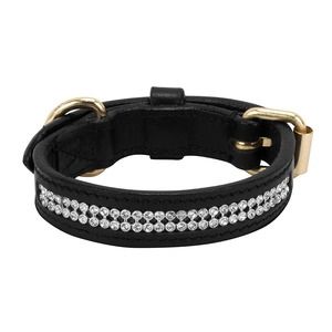 Halo Bling 2 Row Dog Collar - XSMALL - Clear Rhinestones